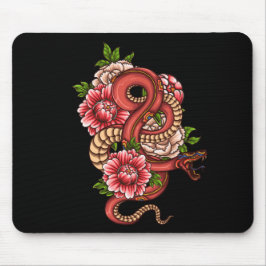 Rosa und Schwarzer Florendrache auf Mousepad