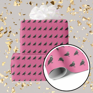 Rosa und schwarzer Krähen-Santa Frohe Weihnachten Geschenkpapier