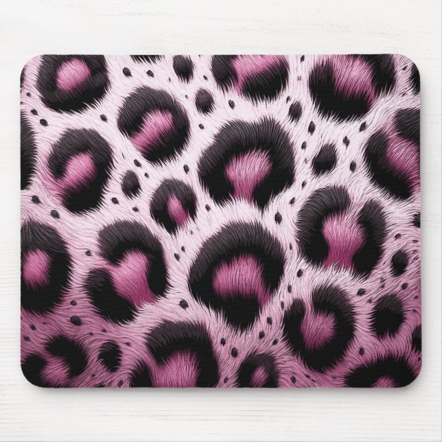 Rosa und schwarzer Leopard Pelztierdruckpunkte Mousepad (Vorne)