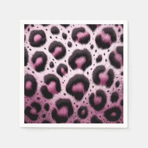 Rosa und schwarzer Leopard Pelztierdruckpunkte Serviette