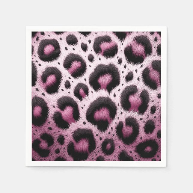 Rosa und schwarzer Leopard Pelztierdruckpunkte Serviette (Vorderseite)
