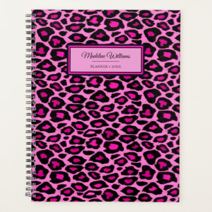 Rosa und schwarzer Leopard Personalisiert Planer