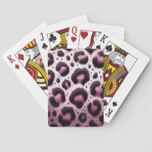 Rosa und schwarzer Leopardenfell-Tierdruck Punkte Spielkarten