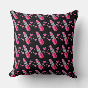Rosa und schwarzer Lipstick, Lover Throw Kissen