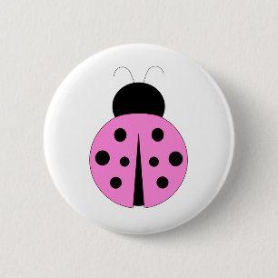 Rosa und schwarzer Marienkäfer Button