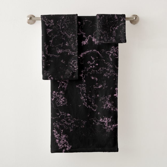 Rosa und schwarzer Marmor abstrakt Badhandtuch Set (Insitu)
