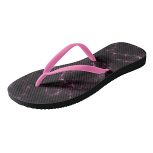Rosa und schwarzer Marmor Abstrakter Swirl Flip Flops