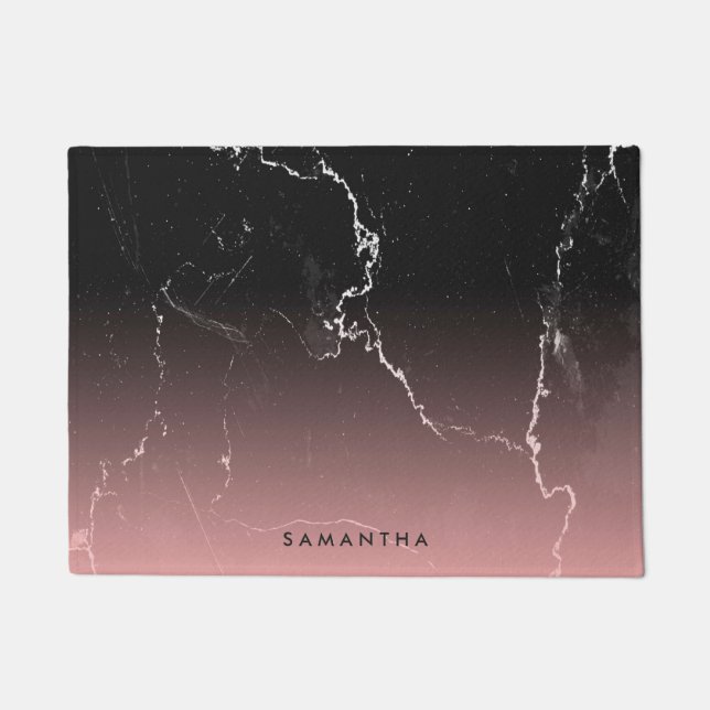 Rosa und schwarzer Marmor Fußmatte (Vorderseite)