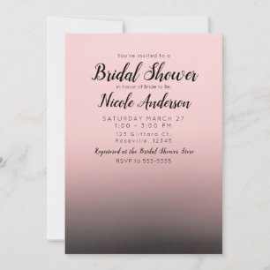 Rosa und schwarzer Ombre-Effekt, moderne Bridal Sh Einladung