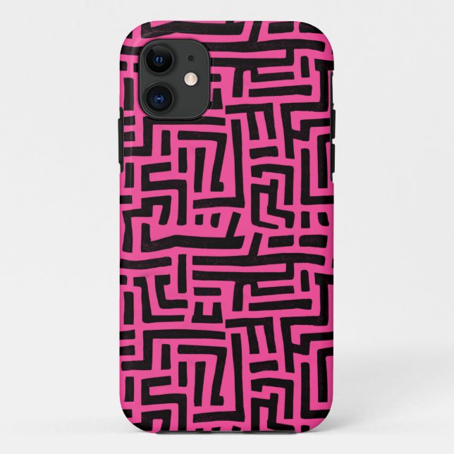Rosa und schwarzer Pop Kunstgeflecht Case-Mate iPhone Hülle (Rückseite)