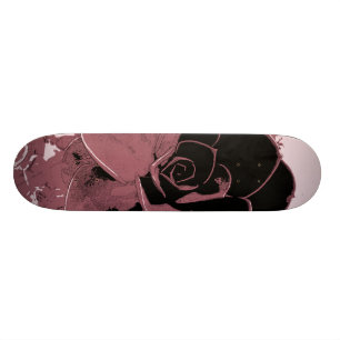 Rosa und schwarzer Rosen-Pop-KunstSkateboard Skateboard