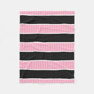 Rosa und schwarzer Tupfen Stripes Muster Fleecedecke