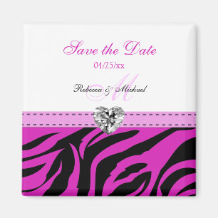 Rosa und schwarzer Zebra Stripes Save the Date Magnet
