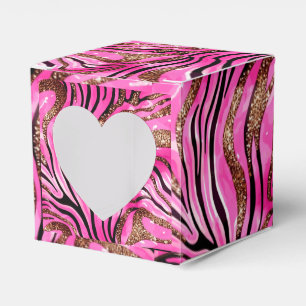 Rosa und schwarzer Zebradruck mit goldenen Akzente Geschenkschachtel