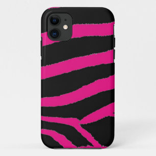 Rosa und schwarzer Zebrafelldruck iPhone 11 Hülle