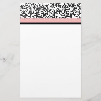Rosa und schwarzes Blumenmuster Briefpapier