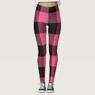 Rosa und schwarzes Buffalo-Karo Karomuster Leggings