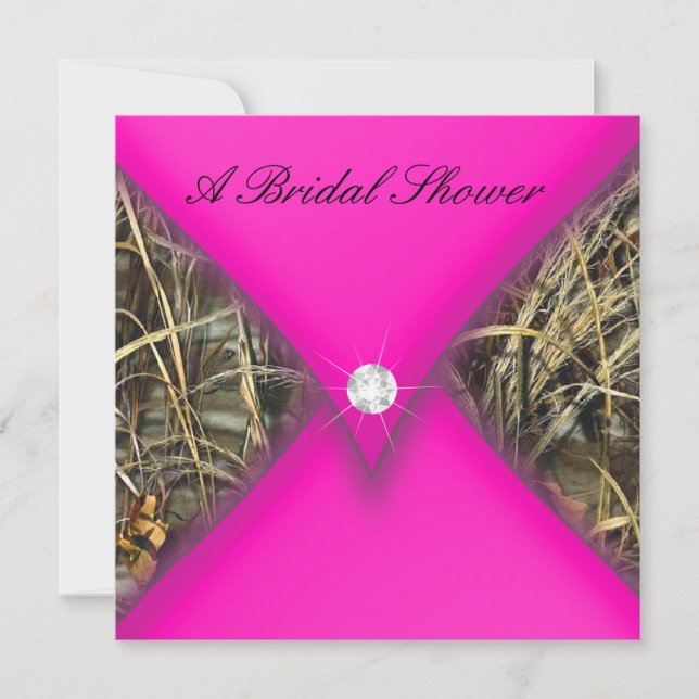 Rosa und schwarzes Camouflage-Brautparty Einladung (Vorderseite)