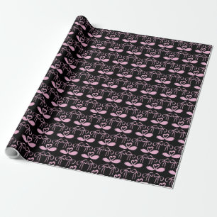 Rosa und schwarzes Coquette Bow Geschenkpapier