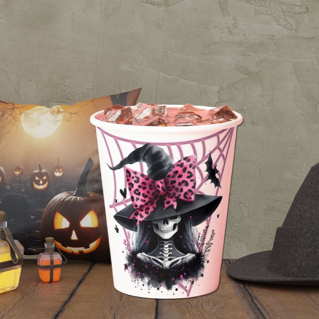 Rosa und schwarzes Coquette Halloween Pappbecher (Von Creator hochgeladen)
