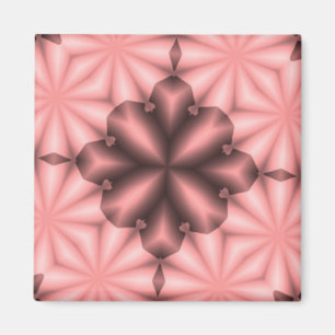 Rosa und schwarzes florales Stern-Kaleidoskop Magnet