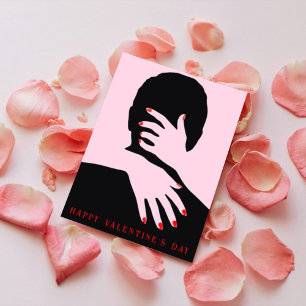 Rosa und schwarzes Foto - Rote Typografie-Partner Feiertagskarte