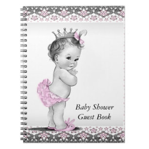 Rosa und schwarzes Gästebuch für Baby Shower Notizblock