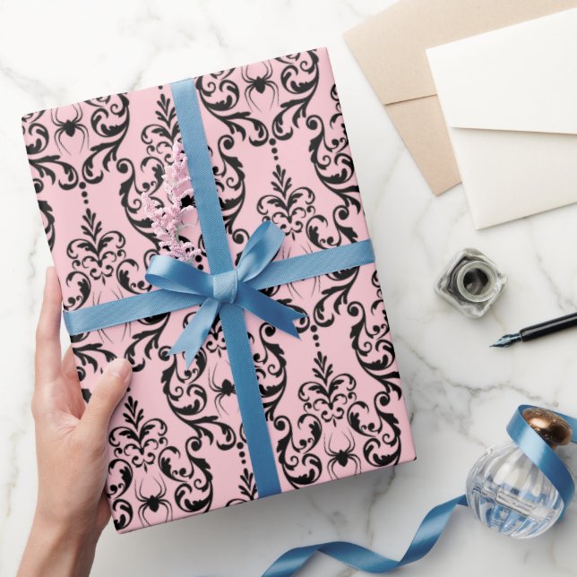Rosa und Schwarzes Halloween Geschenkpapier (Schenken)