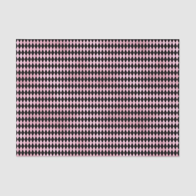 Rosa und schwarzes Harlequin Diamond Seidenpapier (Vorderseite)