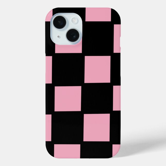 Rosa und schwarzes Karo-iPhone-15-Case Case-Mate iPhone Hülle (Rückseite)