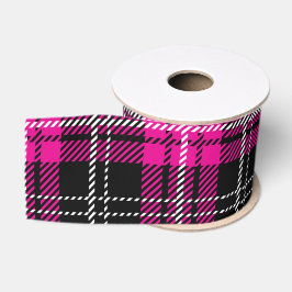 Rosa und schwarzes Karo-Tartan-Druckband Ripsband