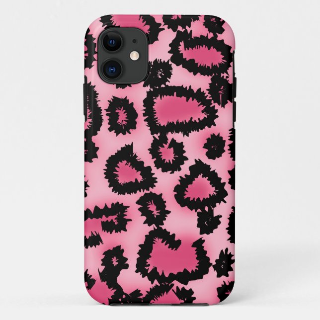 Rosa und schwarzes Leopard-Druck-Muster Case-Mate iPhone Hülle (Rückseite)