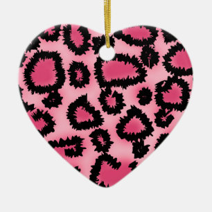 Rosa und schwarzes Leopard-Druck-Muster Keramikornament