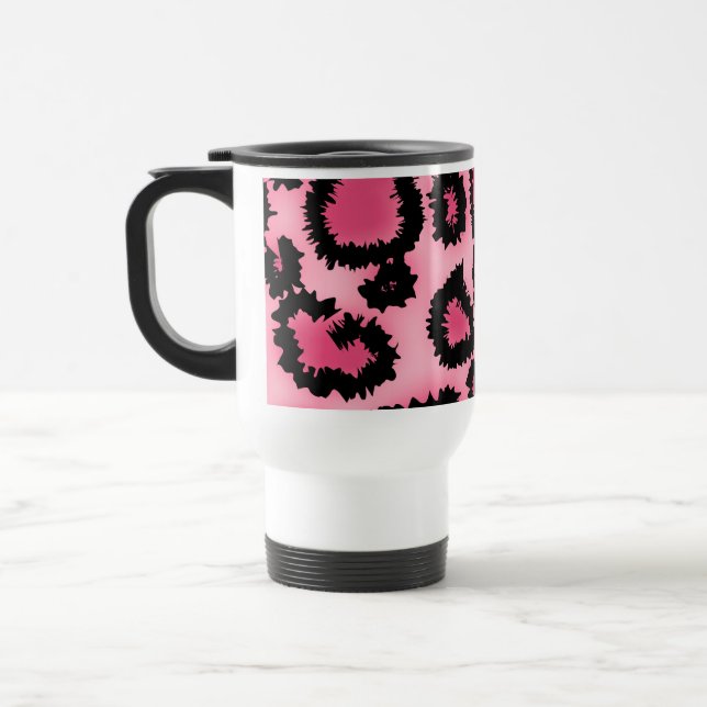 Rosa und schwarzes Leopard-Druck-Muster Reisebecher (Links)