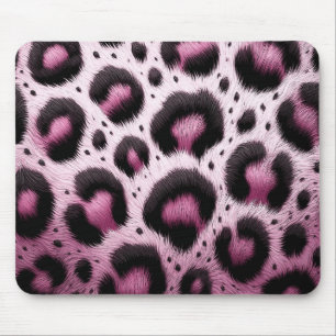 Rosa und schwarzes Leopardenfell-Tierdruck Punkte Mousepad