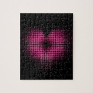 Rosa und schwarzes Mosaikherz Puzzle