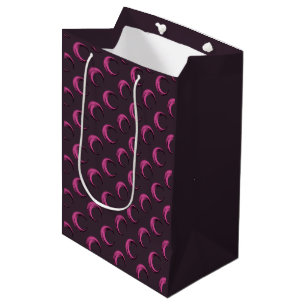 Rosa und schwarzes Muster aus Halbmonden Halloween Mittlere Geschenktüte