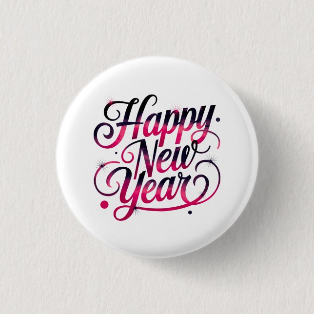 Rosa und schwarzes Neujahrs-Skript-Abzeichen 2026 Button (Vorderseite)