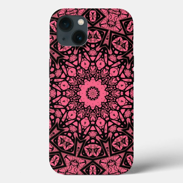 Rosa und schwarzes Ornamentschal Patchwork-Schal Case-Mate iPhone Hülle (Rückseite)