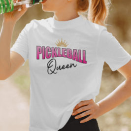 Rosa und schwarzes Pickleball Queen Gold Crown T-Shirt