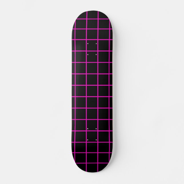 Rosa und schwarzes Rastermuster Skateboard Deck (Vorderseite)