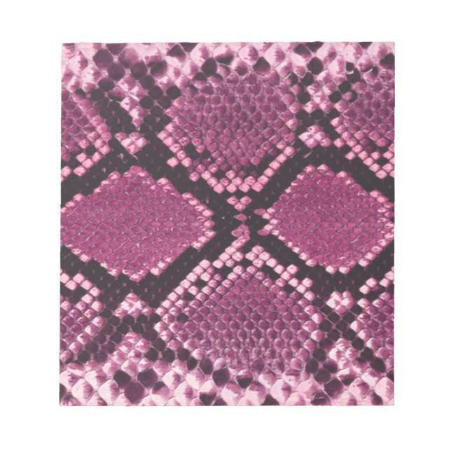 Rosa und schwarzes Snakeskin-Muster Notizblock (Vorderseite)