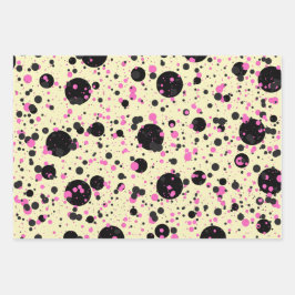 Rosa und schwarzes Tupfen-Geschenkpapier Geschenkpapier Set