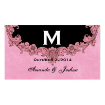 Rosa und schwarzes vintage Monogramm Hochzeitsgesc