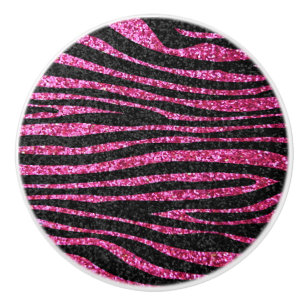 Rosa und schwarzes Zebramuster (Glitzer Imitate) Keramikknauf