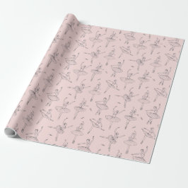 Rosa und Silber Ballerina Muster Geschenkpapier