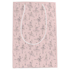 Rosa und Silber Ballerina Muster Mittlere Geschenktüte