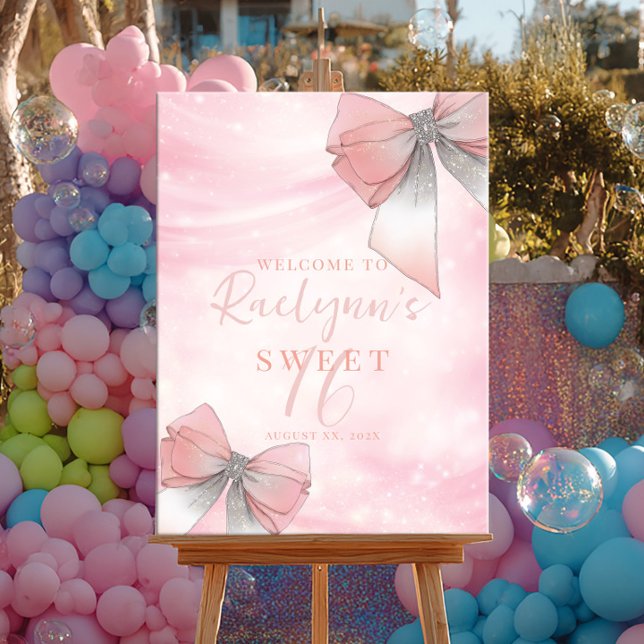 Rosa und Silber Bogen Sweet 16 Geburtstag Poster (Von Creator hochgeladen)