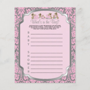 Rosa und silber Damaskus Teddy Bars - Spiel Flyer