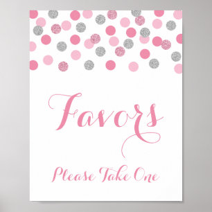 Rosa und Silber Duschfavoriten Bitte ein Zeichen n Poster